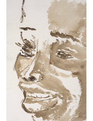 纸上水彩画，非洲妇女肖像，20 世纪。