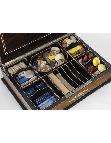 Paul Sormani marquetry chip box, 19th...