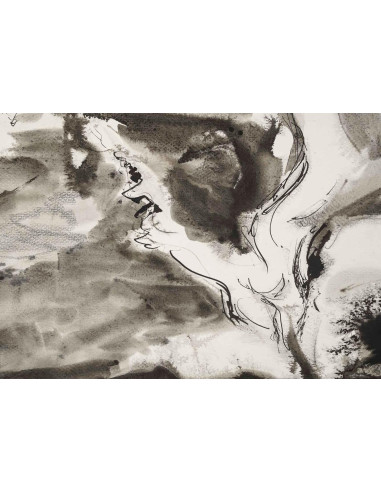 纸上水墨画，战斗，20 世纪。