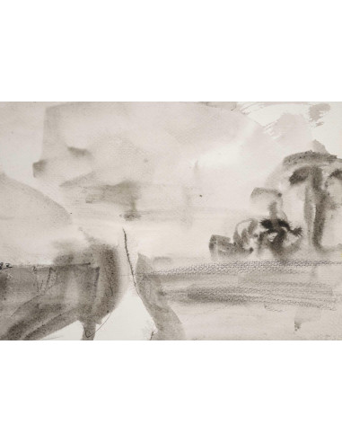 纸上水墨画，战斗，20 世纪。
