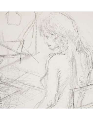 纸上素描，预备画，年轻女性，20 世纪。