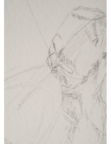 纸上素描，预备画，手持巴拉莱卡琴的男子，20 世纪。