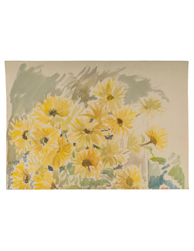 纸上水彩画，描绘一束鲜花，1950-1960 年。