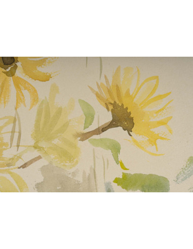 纸上水彩画，描绘一束鲜花，1950-1960 年。