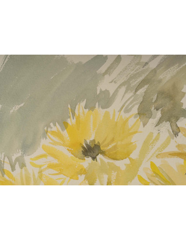 纸上水彩画，描绘一束鲜花，1950-1960 年。