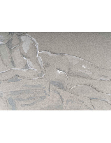 纸上铅笔和水彩画，画的是一个躺着的人，20 世纪。
