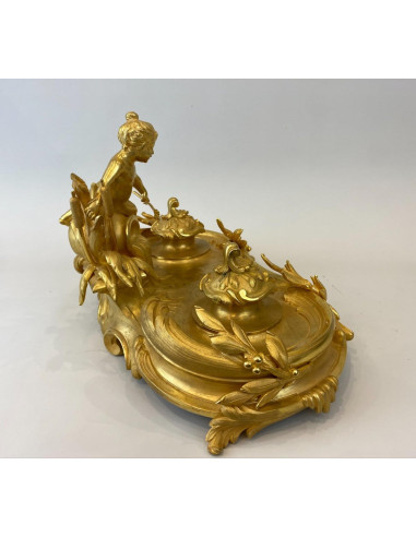 19 世纪镀金青铜墨斗，拿破仑三世时期。