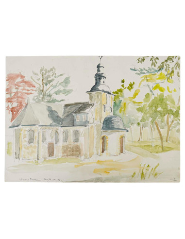 纸上水彩画，作者 Evelyne Luez，20 世纪。
