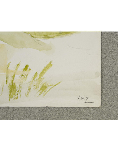 纸上水彩画，作者 Evelyne Luez，20 世纪。
