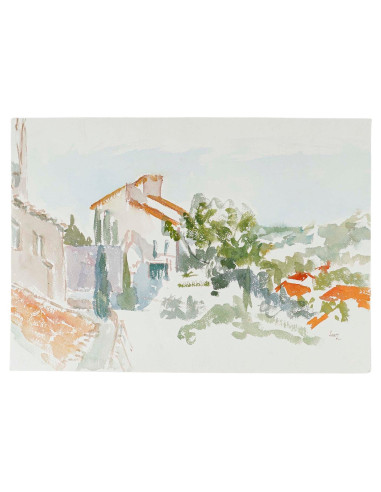 纸上水彩画，作者 Evelyne Luez，20 世纪。