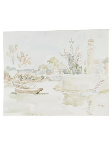 纸上水彩画，作者 Evelyne Luez，20 世纪。