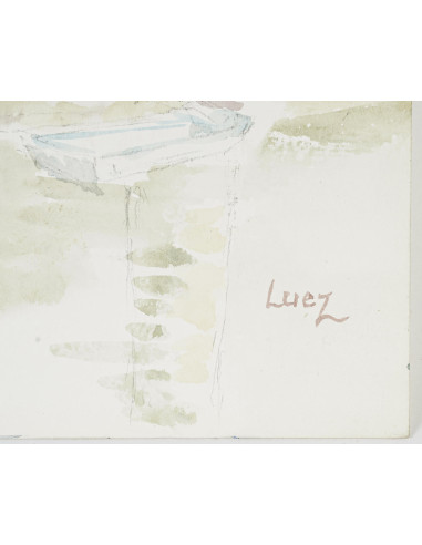 纸上水彩画，作者 Evelyne Luez，20 世纪。