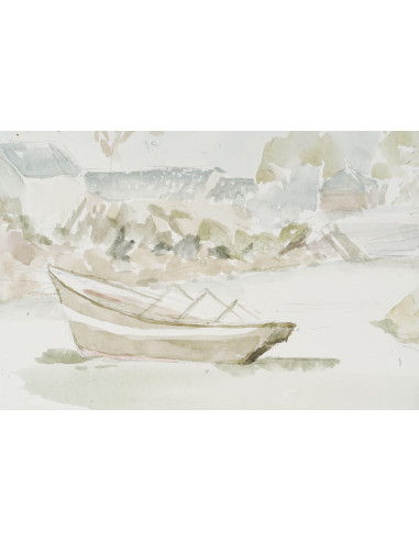 纸上水彩画，作者 Evelyne Luez，20 世纪。