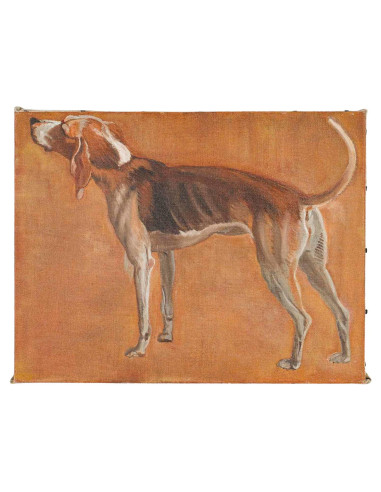 油画，画布上的猎狗，1990 年。