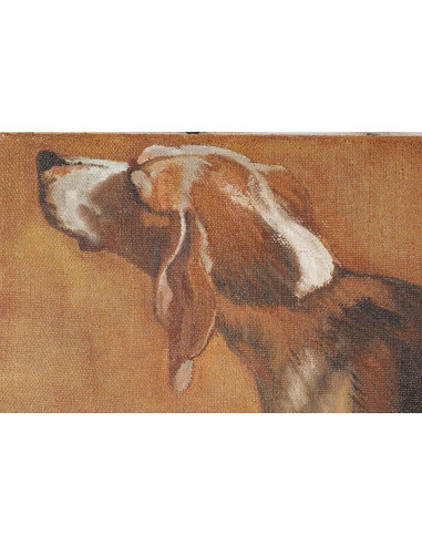 油画，画布上的猎狗，1990 年。