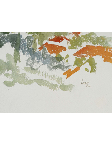 纸上水彩画，作者 Evelyne Luez，20 世纪。