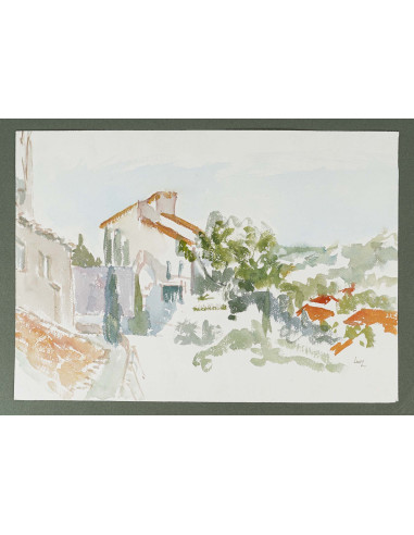 纸上水彩画，作者 Evelyne Luez，20 世纪。