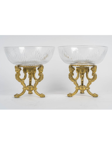 Pair of cut crystal goblets with...