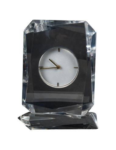 Plexiglass table clock, 1970s design.