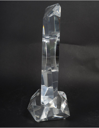 Plexiglas table clock, 1970s design.