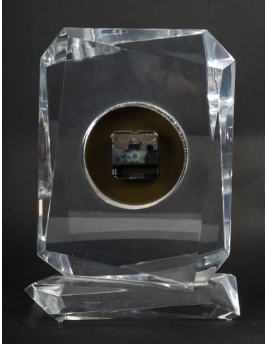 Plexiglass table clock, 1970s design.