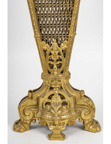 Large ormolu fan-shaped fire screen...