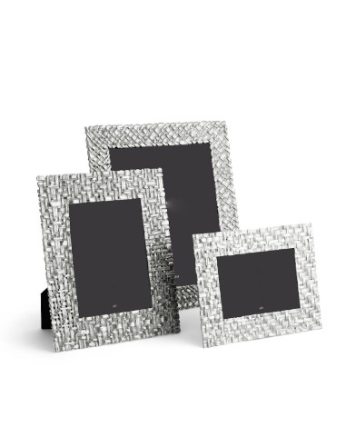 Silvered metal photo frame with palm...