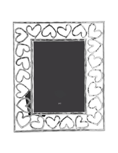 Silvered metal photo frame with heart...