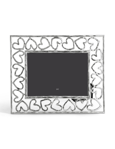 Silvered metal photo frame with heart...
