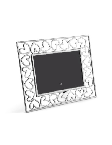 Silvered metal photo frame with heart...