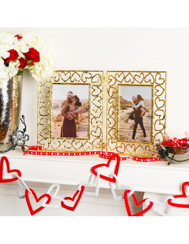 Double photo frame in gilded metal,...