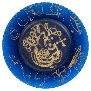 Plato de pâte de verre azul...