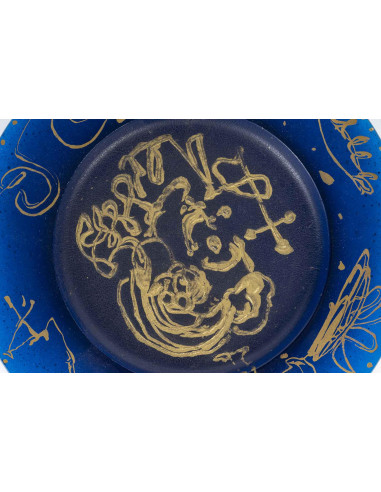 道姆和达利的蓝色珍珠粉盘，已签约，20 世纪。