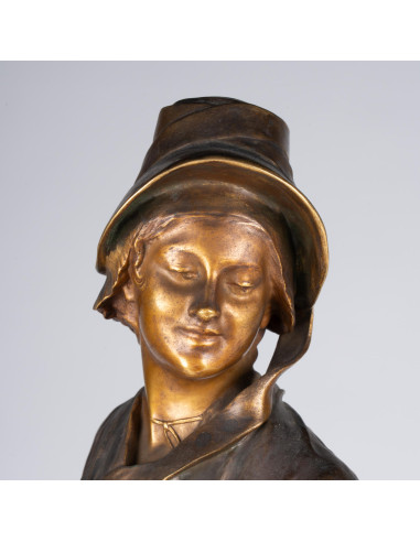漆青铜雕塑，署名 Antonin Mercié，19 世纪。
