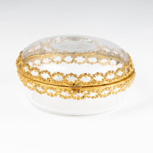 Crystal candy box, gilt...