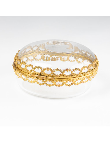 水晶糖果盒，镀金黄铜镶嵌，19 世纪。