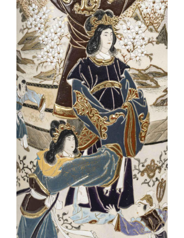 大型萨摩陶瓶或伞架，亚洲艺术，19 世纪。