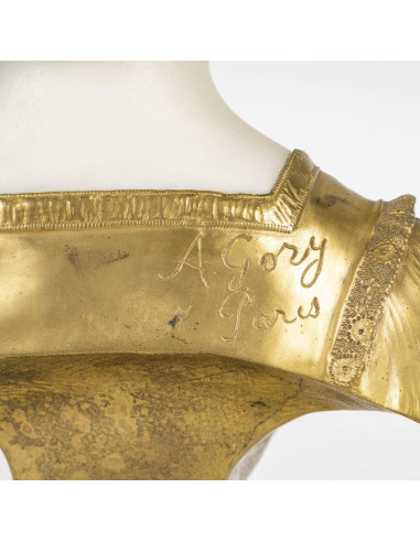 镀金青铜和白色卡拉拉大理石少女半身像雕塑，1900 年，新艺术风格。