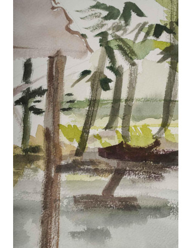 亚洲风格的水彩画，20 世纪。