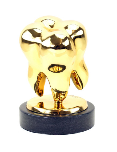 镀金青铜雕塑《la dent d'or》，当代艺术，21 世纪。