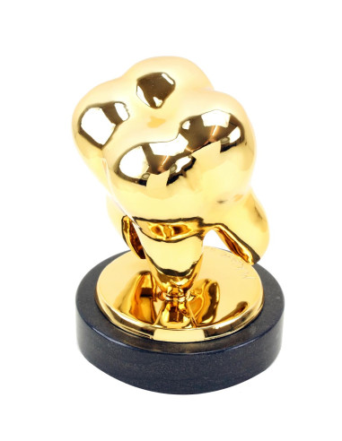 镀金青铜雕塑《la dent d'or》，当代艺术，21 世纪。
