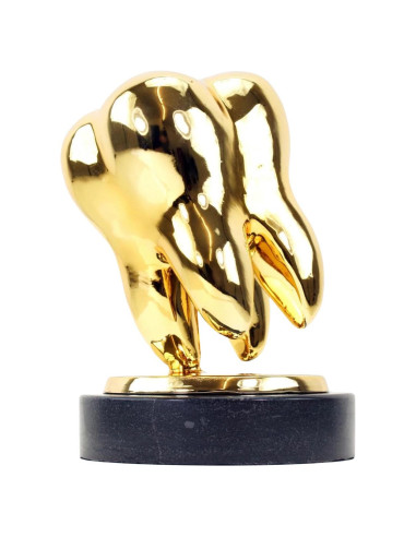 镀金青铜雕塑《la dent d'or》，当代艺术，21 世纪。