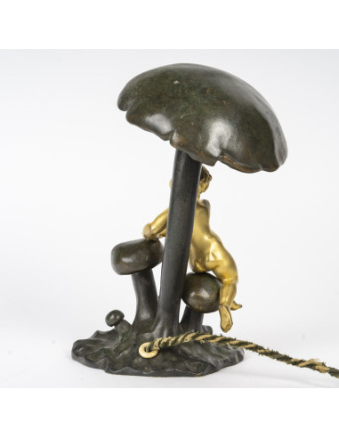 Patinated and gilded bronze lamp with...
