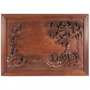 Carved wooden panel, China, xxth century, interior decoration