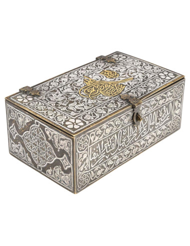 箱子，盒子，黄铜和银，19 世纪叙利亚作品，东方艺术。