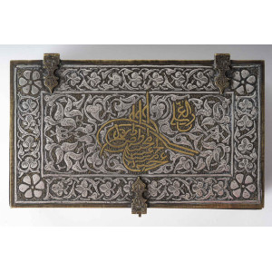 箱子，盒子，黄铜和银，19 世纪叙利亚作品，东方艺术。 2