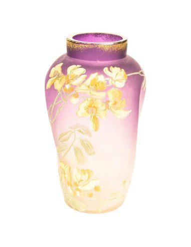珐琅彩绘花卉玻璃花瓶，1900 年，新艺术风格。