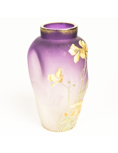 珐琅彩绘花卉玻璃花瓶，1900 年，新艺术风格。