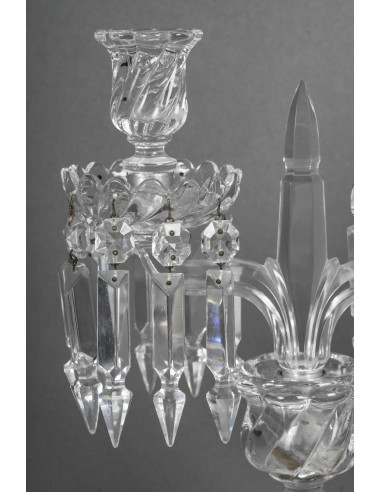 一对巴卡拉切割水晶烛台，19 世纪，拿破仑三世时期。