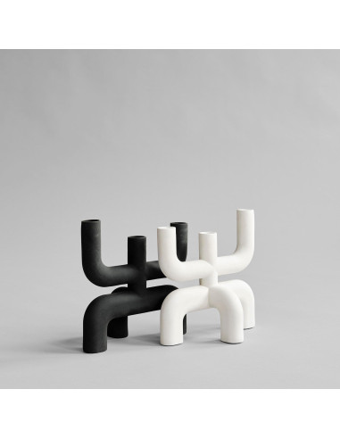 Contemporary candlestick, ivory-white...